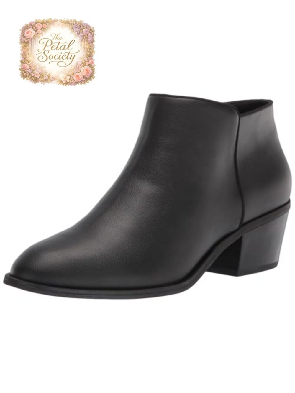 Faux Leather Ankle Booties Cuban Block Heel Side Zip Women's Shoes